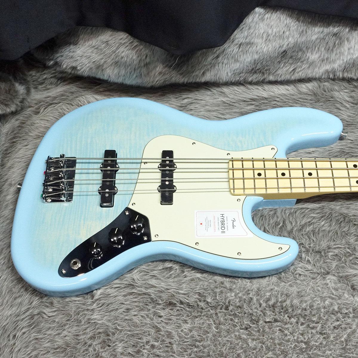 2024 Collection Made in Japan Hybrid II Jazz Bass MN Flame Celeste