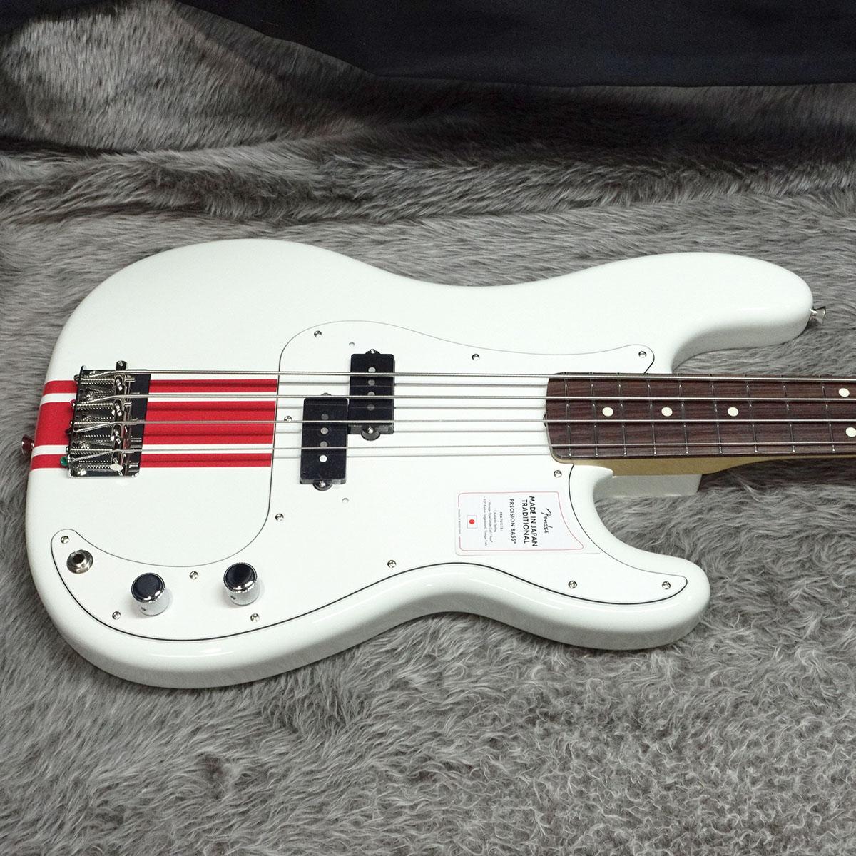 2023 Collection Made in Japan Traditional 60s Precision Bass RW Olympic  White with Red Competition Stripe
