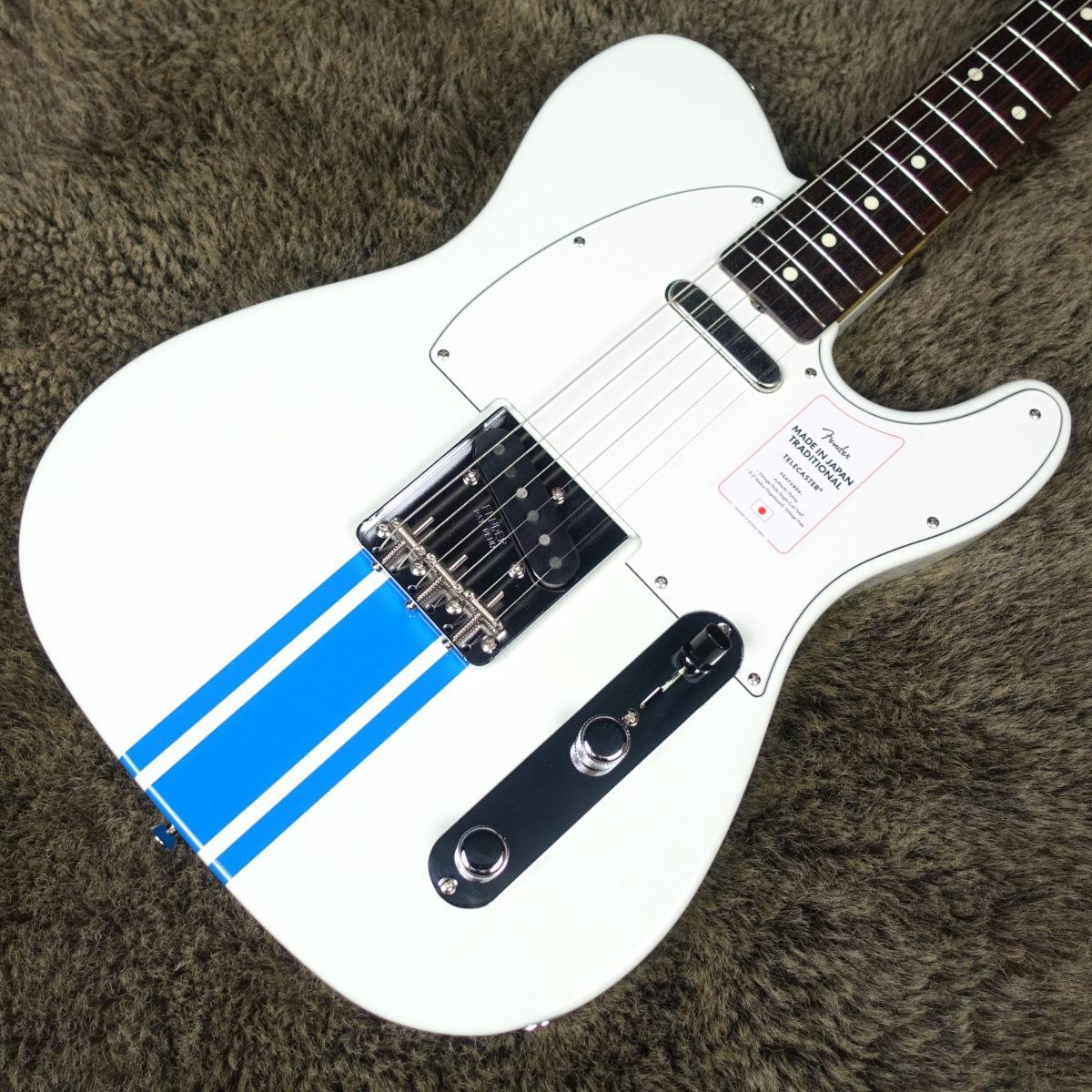 2023 Collection Made in Japan Traditional 60s Telecaster Olympic White with  Blue Competition Strip