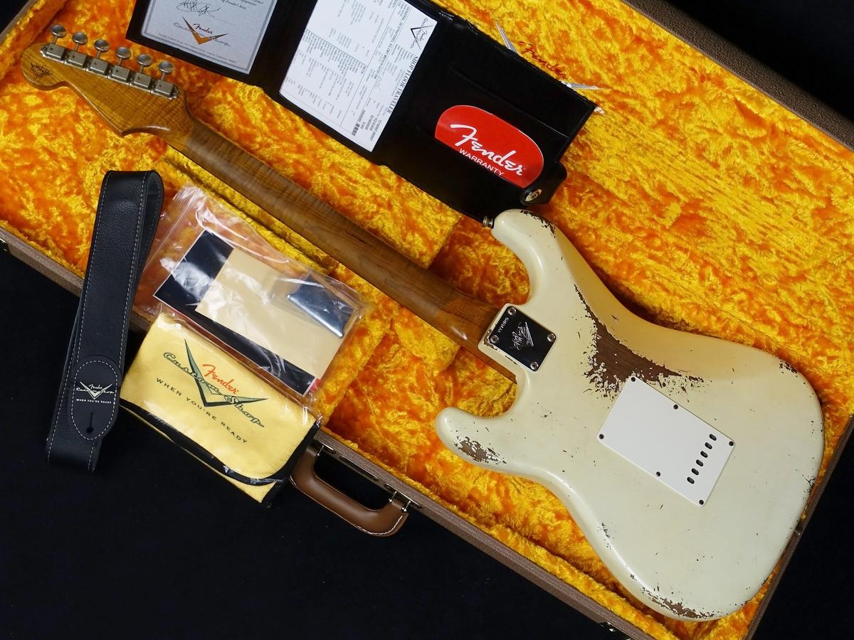 Fender Custom Shop MBS 1959 Stratocaster Relic Aged Olympic White