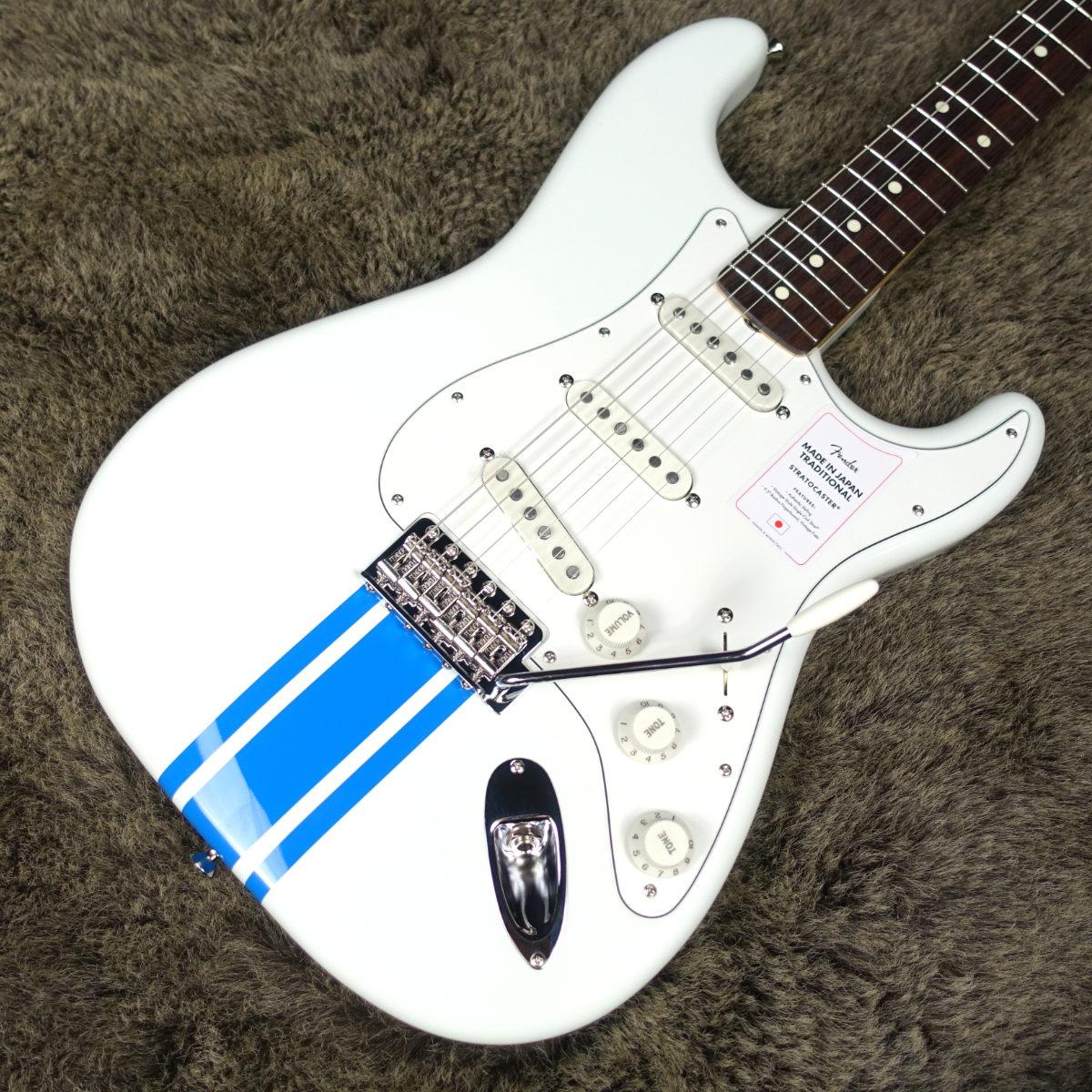 2023 Collection Made in Japan Traditional 60s Stratocaster Olympic White  with Blue Competition Stripe