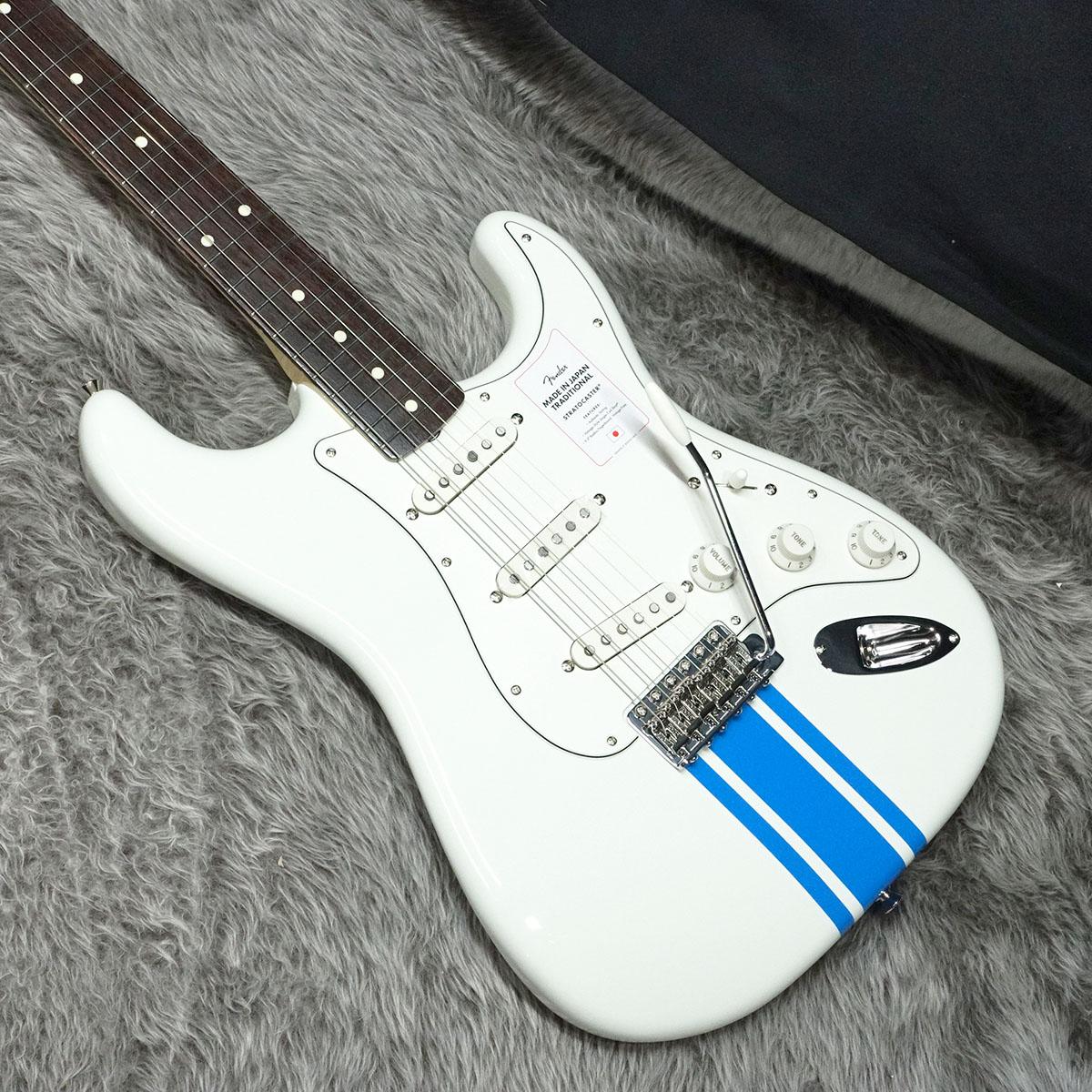 2023 Collection Made in Japan Traditional 60s Stratocaster RW Olympic White  with Blue Competition Stripe